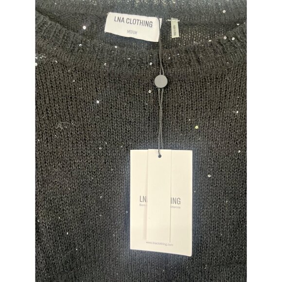 LNA Sheye Sparkle Sweater in Black Night Medium New Womens Knit Top - Picture 8 of 15